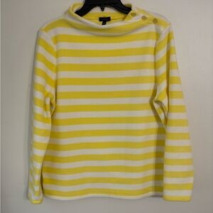 Talbots Lemon and white  soft fleece mock neck Top size Large NWOT